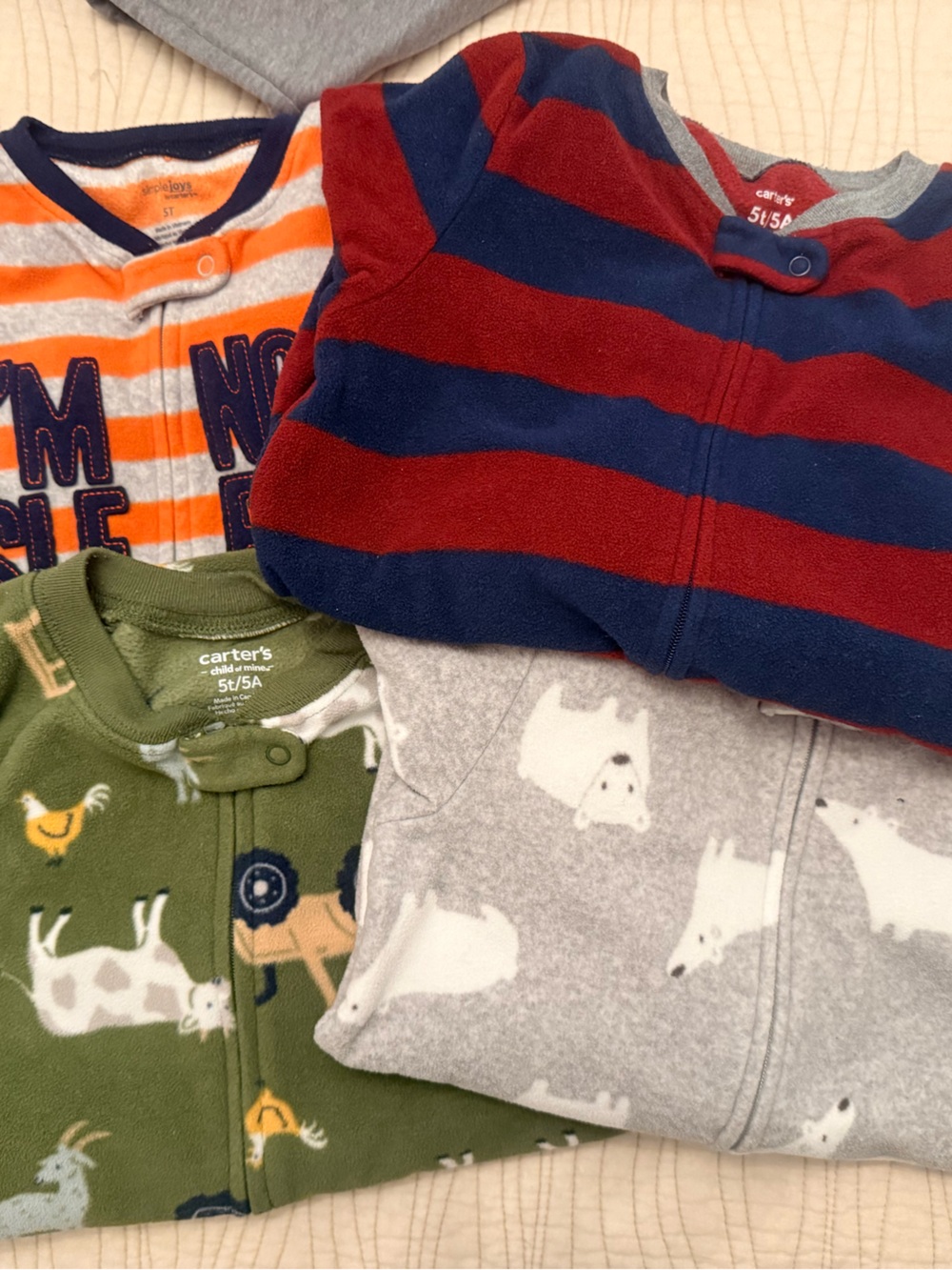5T Footie Fleece Pajamas - 4 count